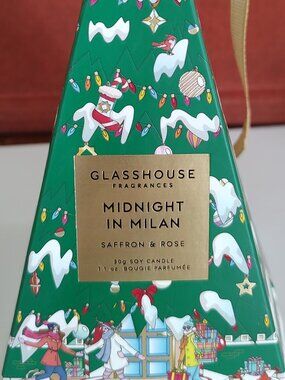 New Glasshouse Fragrances Midnight in Milan Saffron & Rose Soy Candle